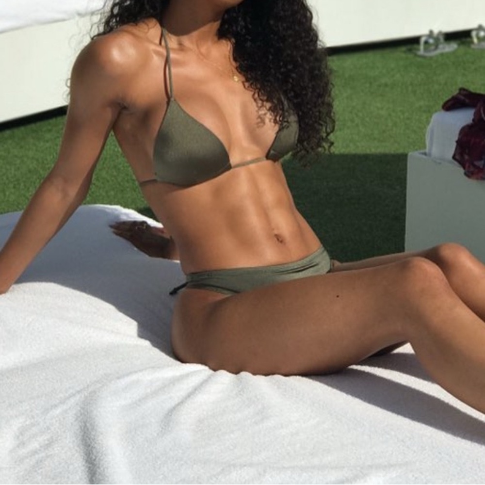 Nasty Gal Olive Green Triangle Bikini Set